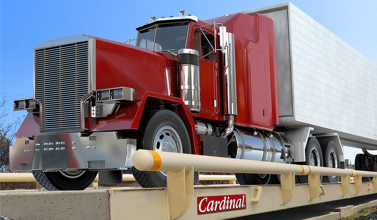 Heavy truck on scale platform